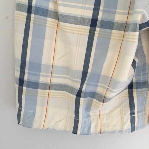 Abercrombie & Fitch Cream/Blue Plaid Button Fly Shorts Size 30 - Picture 5 of 6